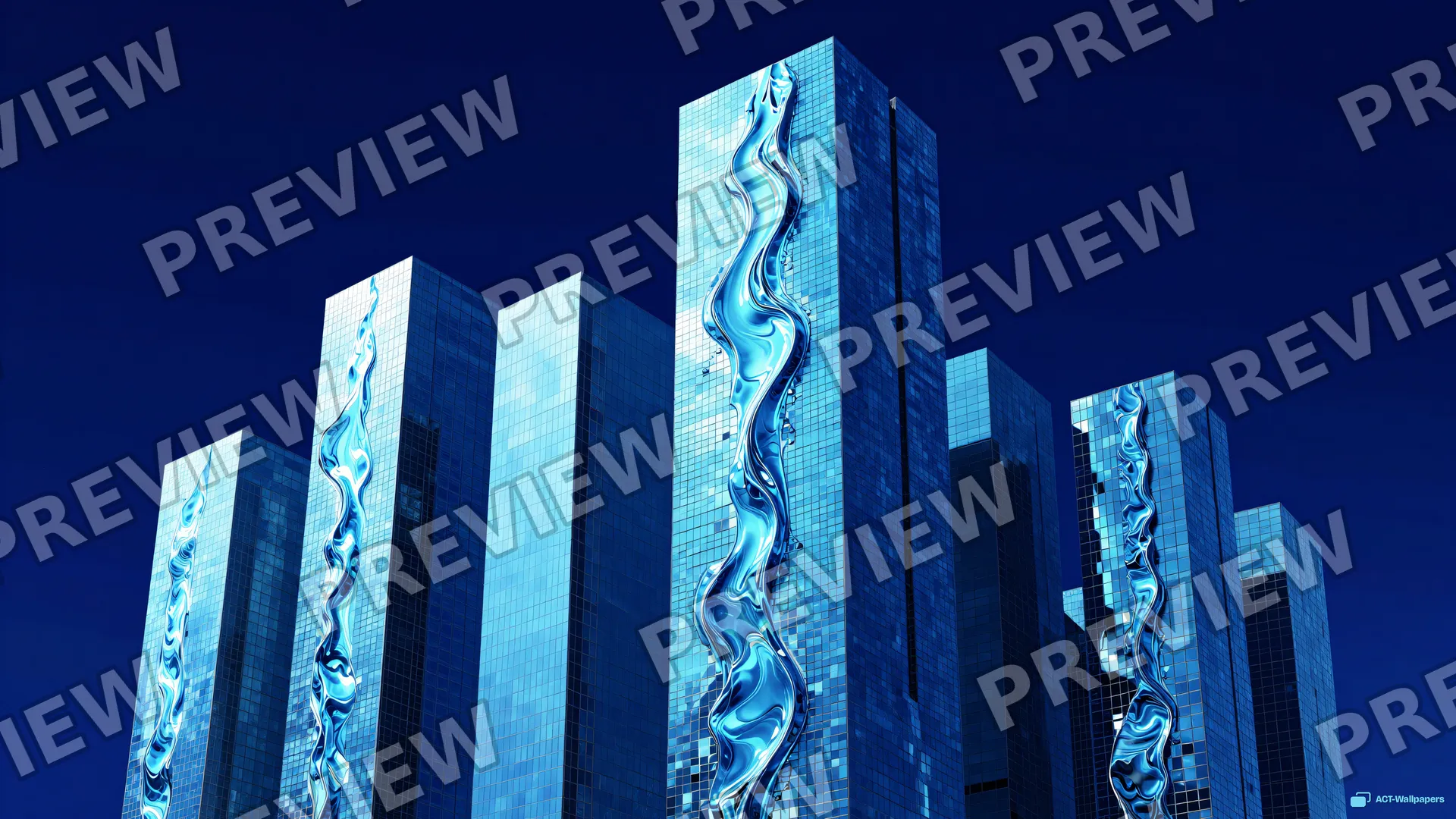Rising Water Mosaic Skyline — Floating towers 4K wallpaper