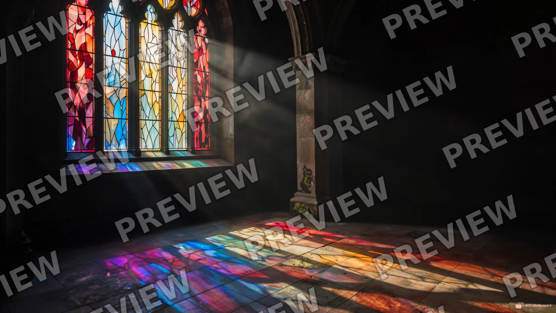 Stained Glass Light Pools — Stained-glass light 4K wallpaper