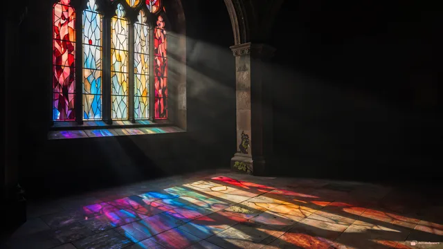 Stained Glass Light Pools — Stained-glass light 4K wallpaper
