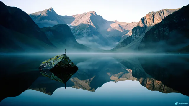 Glacial Mirror Peak — Stone & water 4K wallpaper