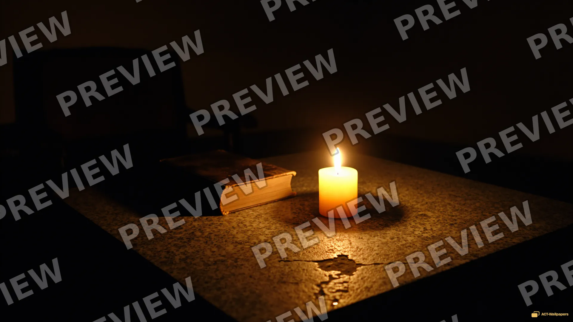 Candlelit Stone Study — Dark interiors 4K wallpaper