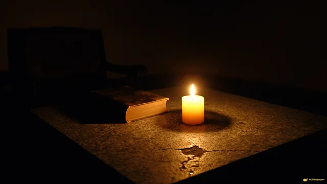 Candlelit Stone Study — Dark interiors 4K wallpaper