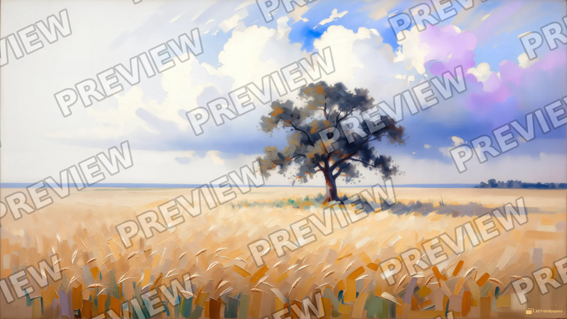 Wheat Field Under Turbulent Sky — Watercolour & impressionism 4K wallpaper