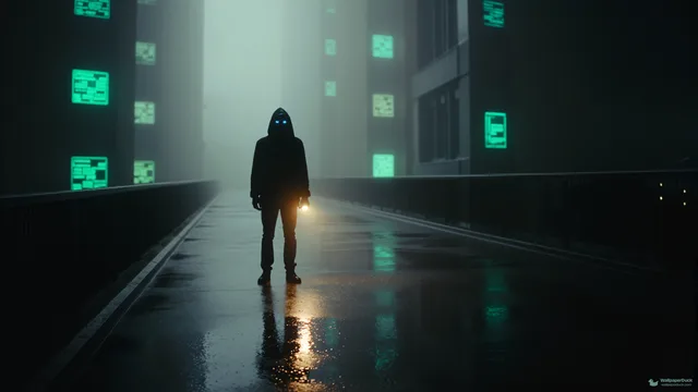 Bridge Terminal Silhouette — Cyberpunk city 4K wallpaper
