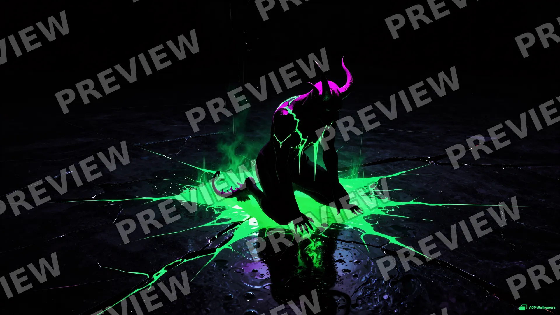 Neon Kneeling Void — Neon nightmare 4K wallpaper