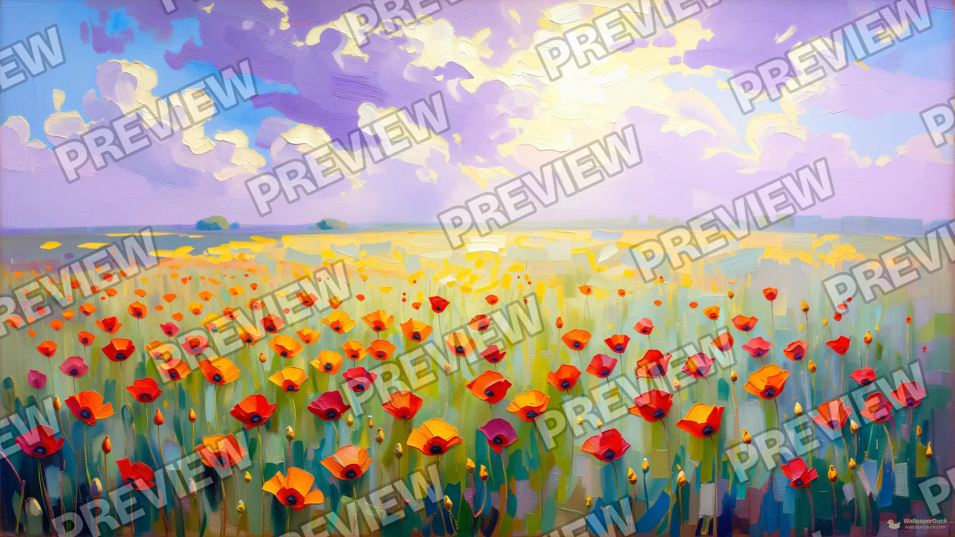 Impressionist Poppy Field — Watercolour & impressionism 4K wallpaper