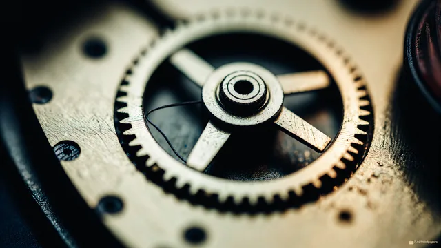 Brass Escapement Afternoon — Analog macro mechanics 4K wallpaper