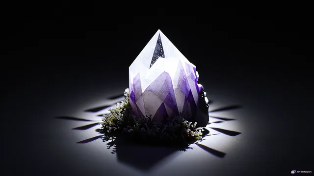 Amethyst Moss Refraction — Crystal botanicals 4K wallpaper