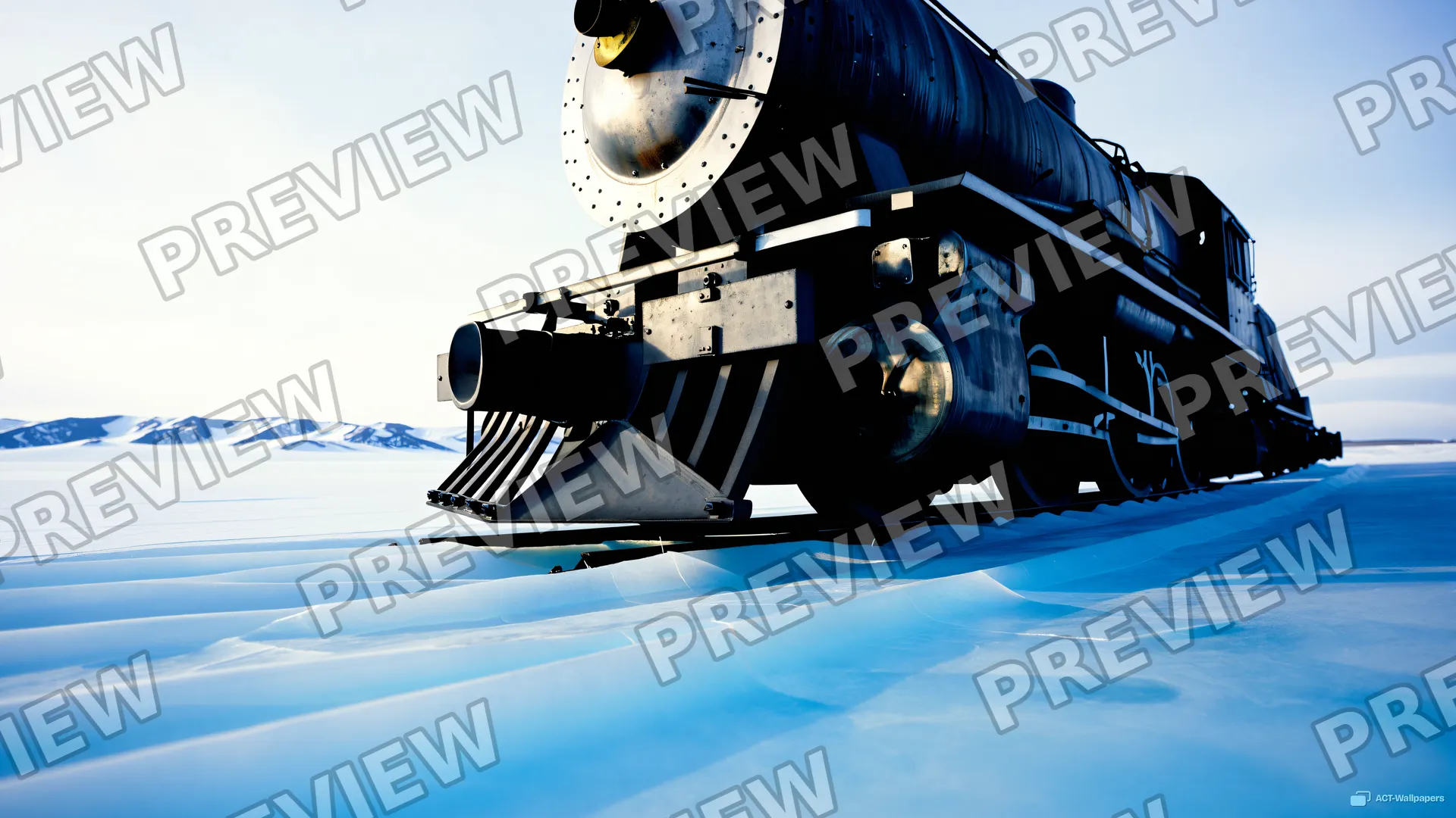 Glacial Iron Flank — Train on the glacier 4K wallpaper