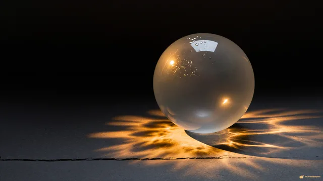Smoke Sphere Caustics — Glass sculpture 4K wallpaper