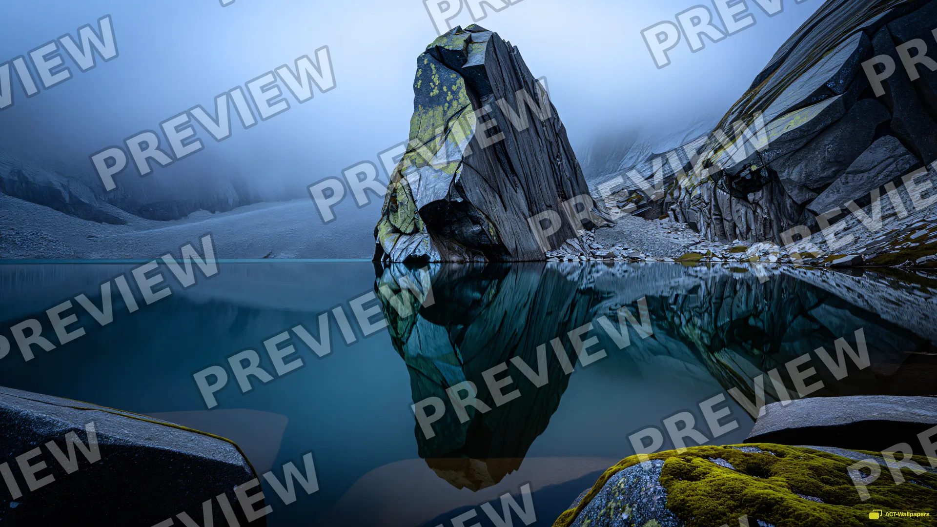 Glacial Mirror Valley — Stone & water 4K wallpaper