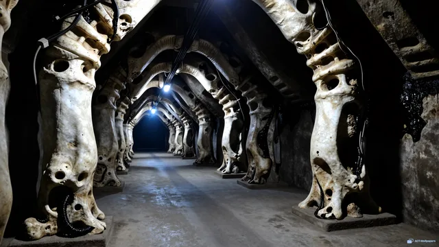 Skeletal Bone Corridor — Biomechanical 4K wallpaper