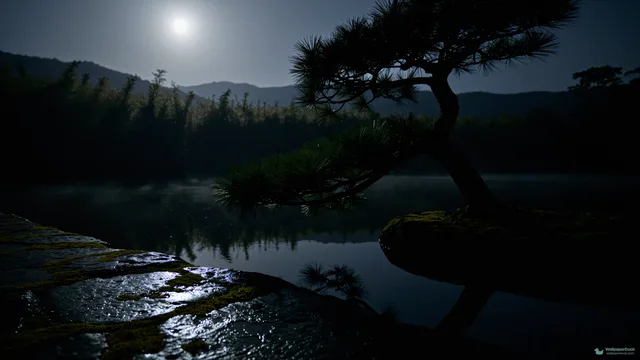 Midnight Garden Silhouette — Layered silhouettes 4K wallpaper