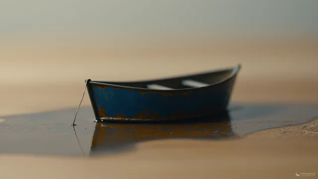 Tin Boat Puddle — Miniature worlds 4K wallpaper