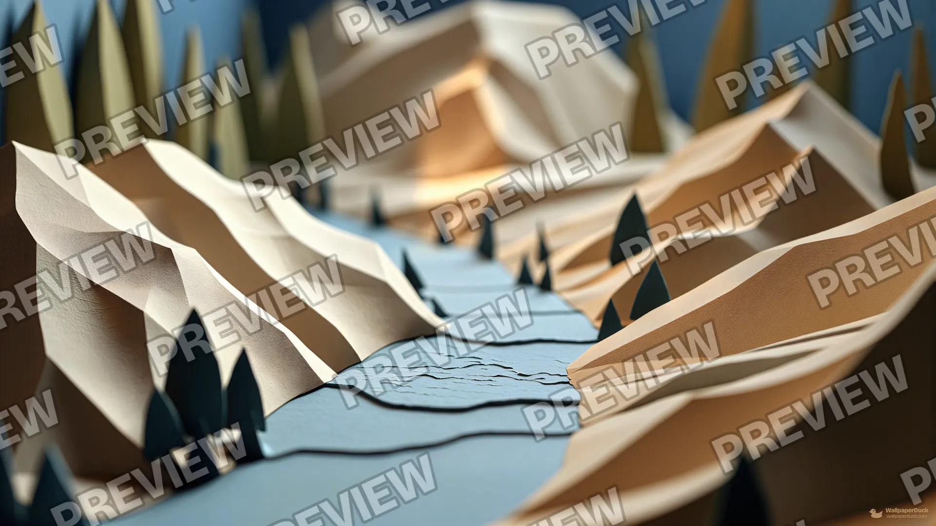 Paper Diorama Valley — Paper dioramas 4K wallpaper