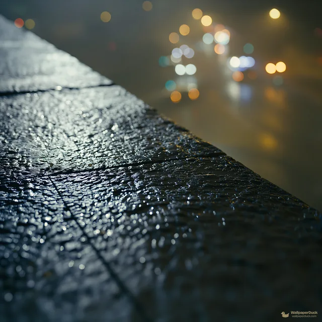 Rain-Slicked Asphalt Bokeh — Night city bokeh 4K wallpaper