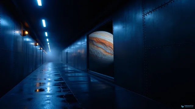 Deep Space Corridor — Sci-fi interiors 4K wallpaper