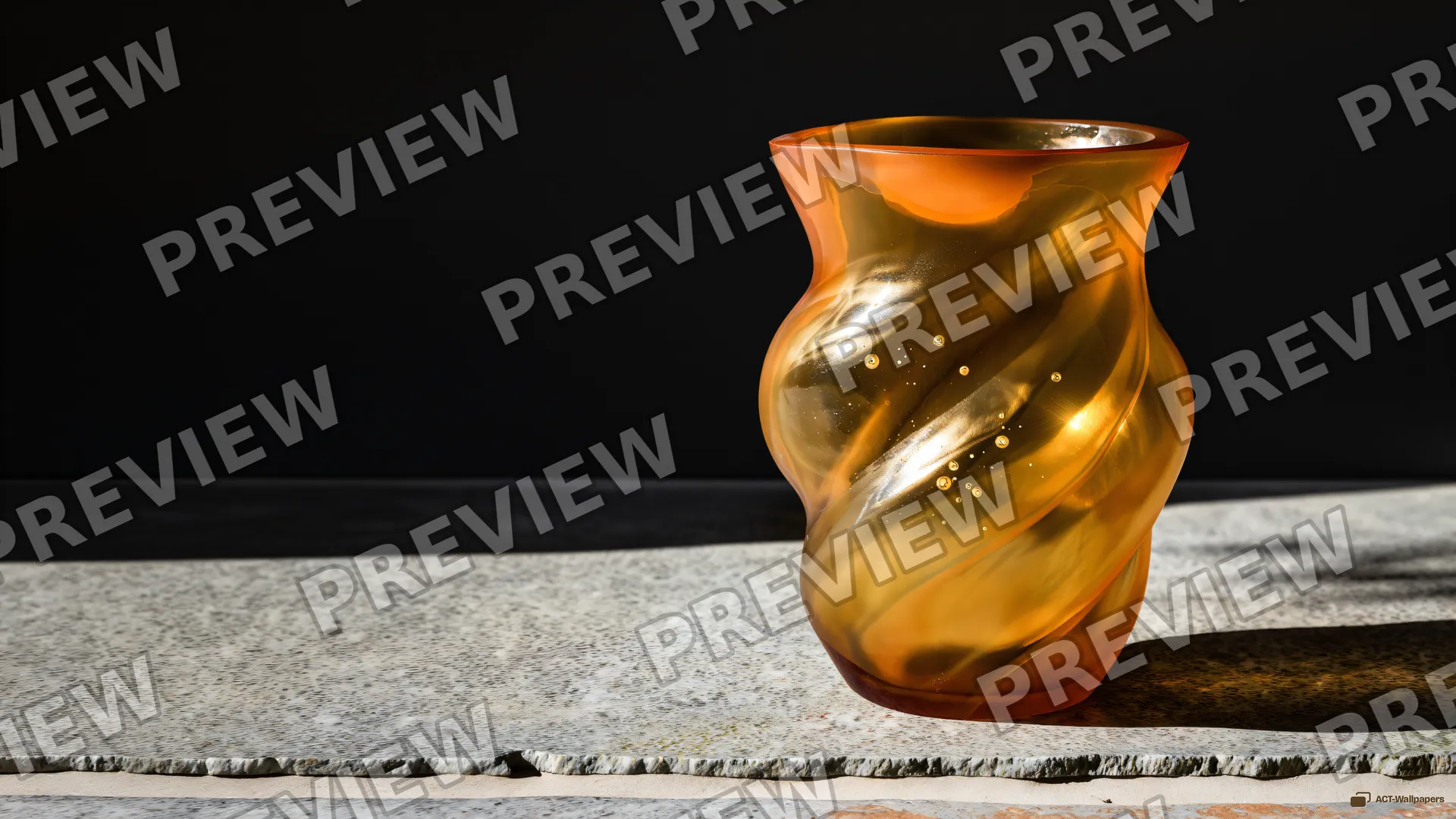 Amber Glass Vessel — Glass sculpture 4K wallpaper