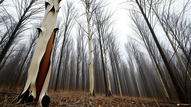 Skeletal Winter Canopy — Dry forest 4K wallpaper