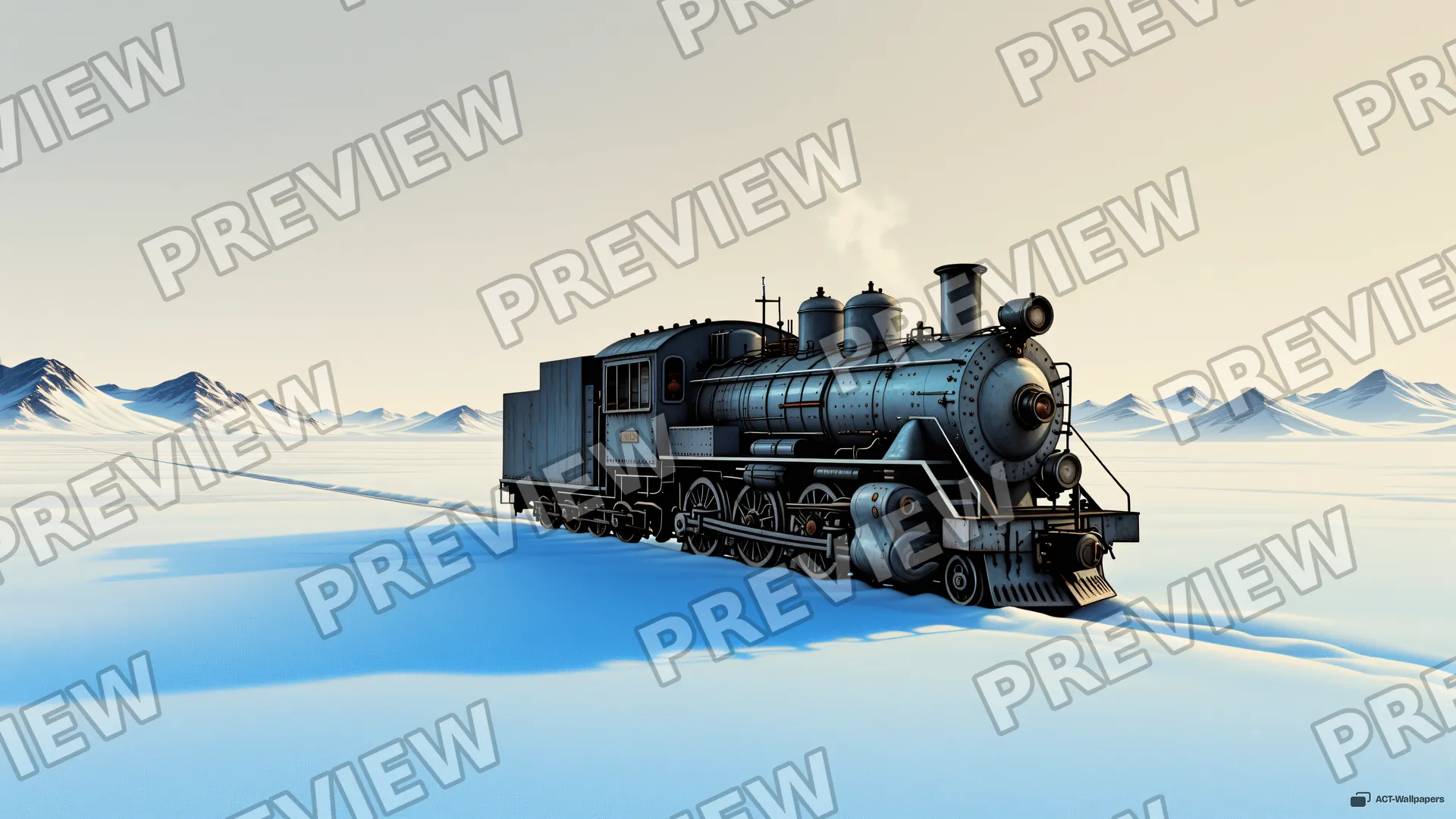 Glacial Iron Solitude — Train on the glacier 4K wallpaper