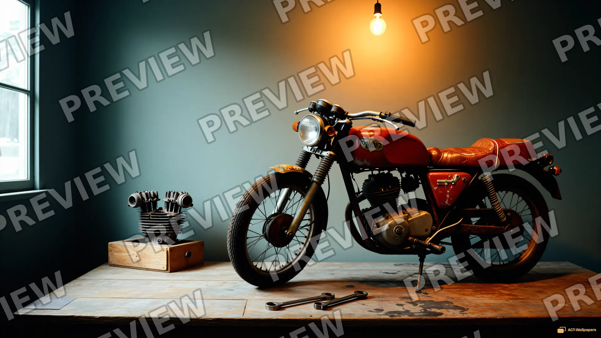 Norton Commando Garage — 1975 motorcycle workshop 4K wallpaper