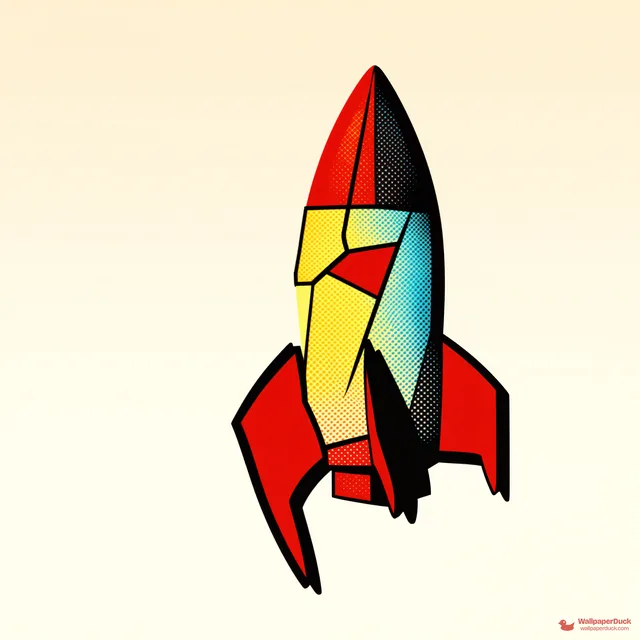 Cubist Rocket Print — Retro pop art 4K wallpaper