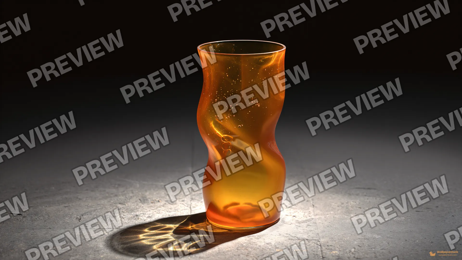 Amber Glass Vase Caustics — Glass sculpture 4K wallpaper