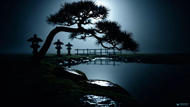 Midnight Garden Silhouette — Layered silhouettes 4K wallpaper