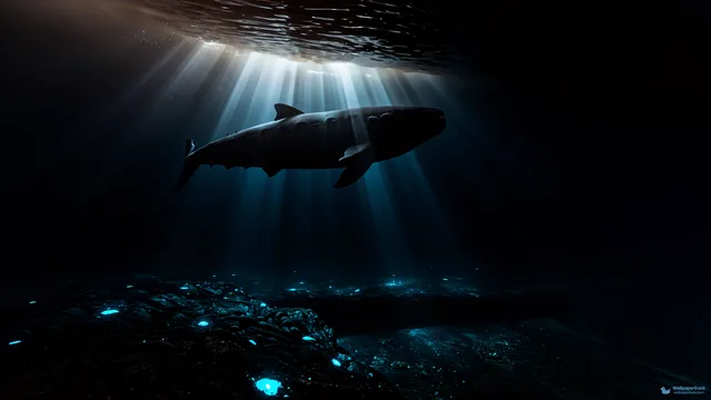 Abyssal Shadow Drift — Underwater 4K wallpaper