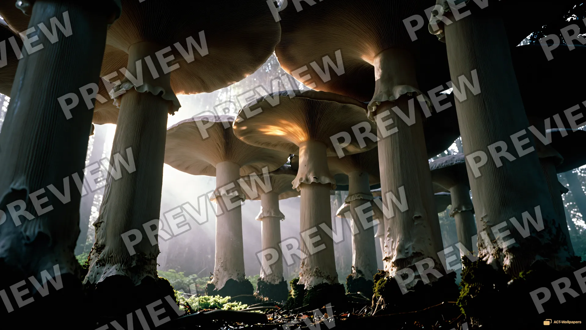 Fungal Cathedral Vault — Mushroom cathedral 4K wallpaper