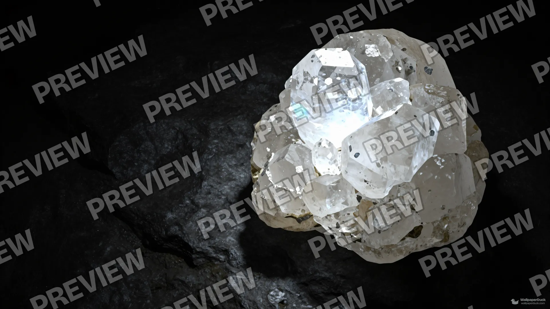 Quartz Basalt Refraction — Crystals & minerals 4K wallpaper