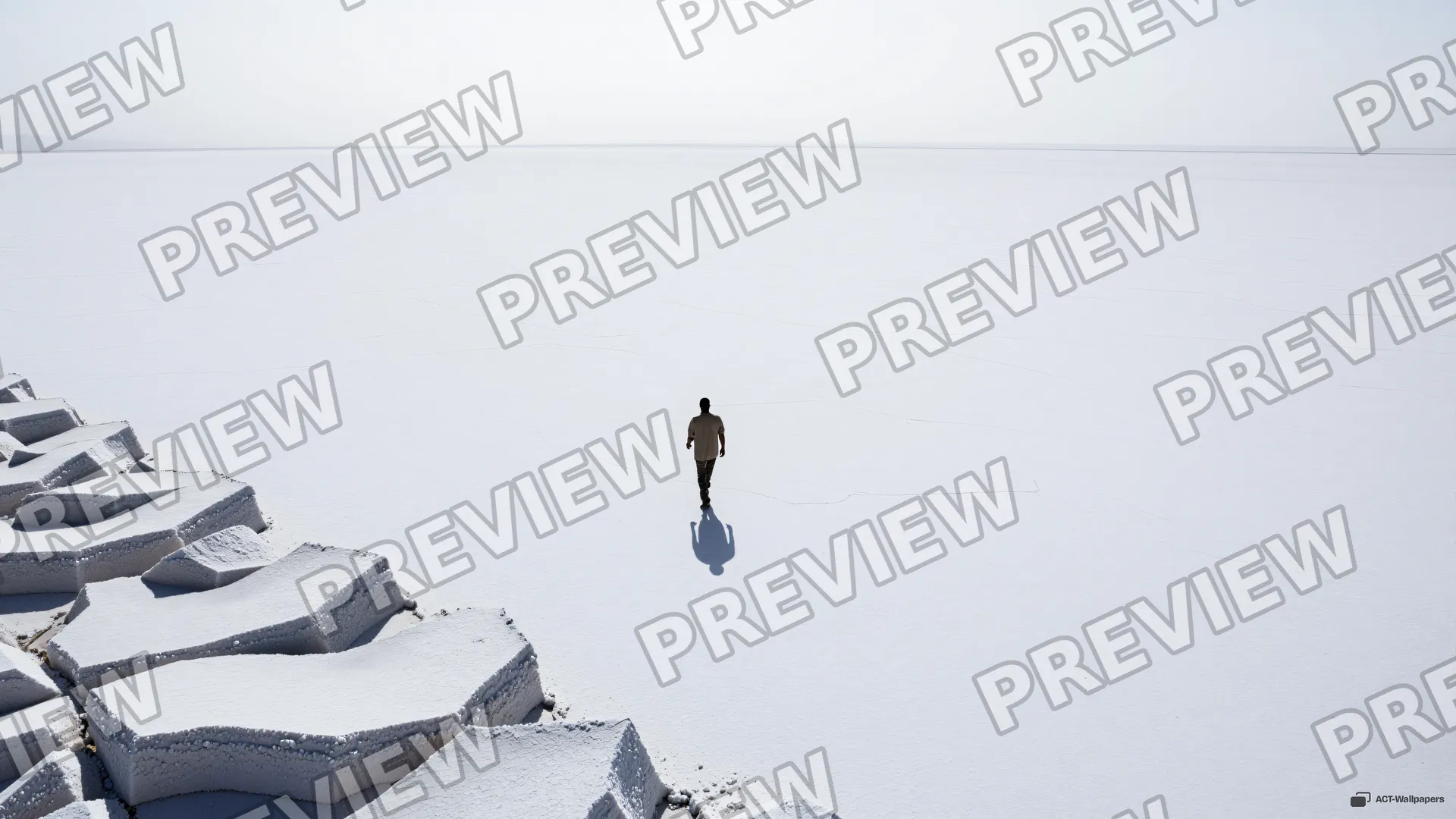 Salt Pan Solitude — Salt flat walk 4K wallpaper