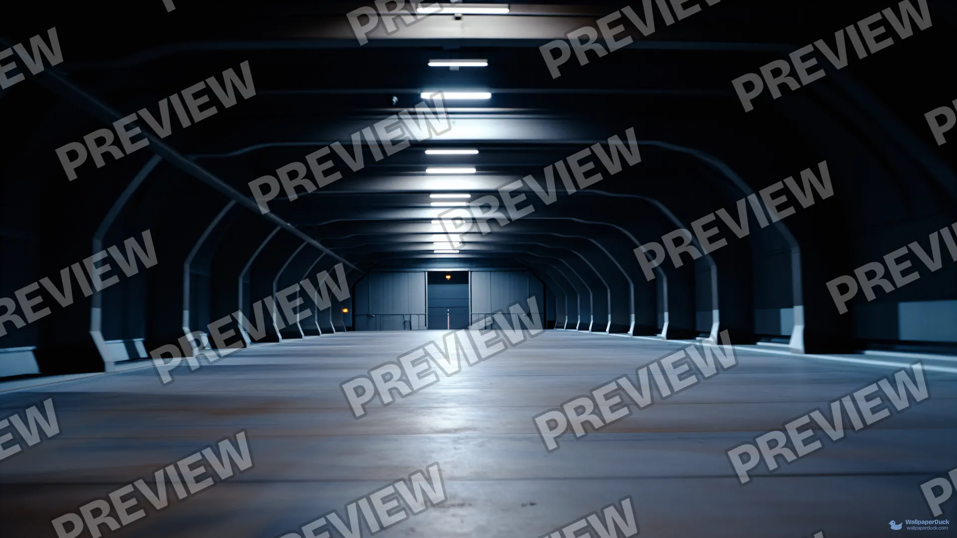 Hangar Spine Void — Sci-fi interiors 4K wallpaper