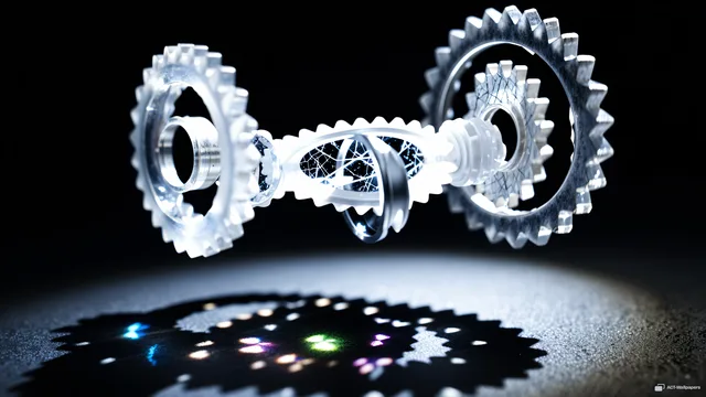 Suspended Quartz Camshaft — Crystal machines 4K wallpaper
