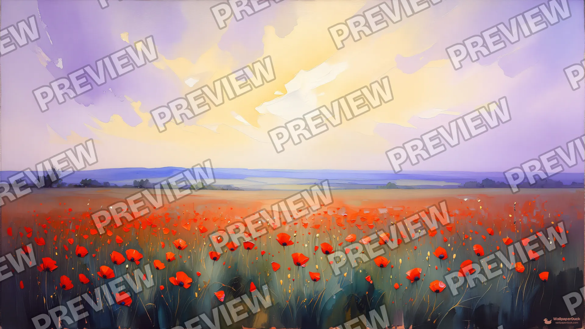 Poppy Field Impression — Watercolour & impressionism 4K wallpaper