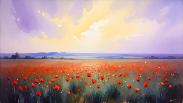 Poppy Field Impression — Watercolour & impressionism 4K wallpaper