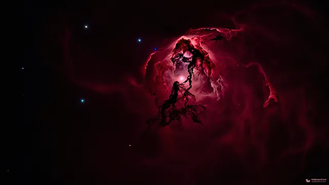 Crimson Ionized Filaments — Cosmic & astrophotography 4K wallpaper