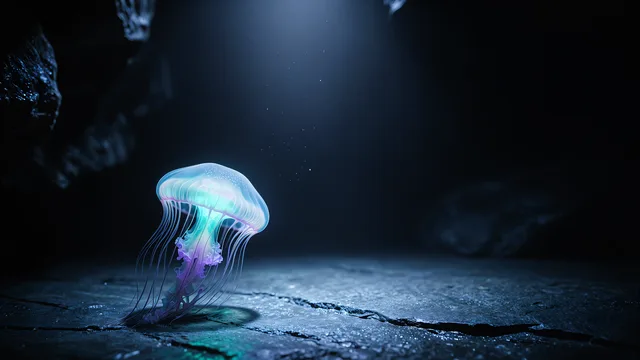 Cavern Jellyfish Glow — Bioluminescence 4K wallpaper