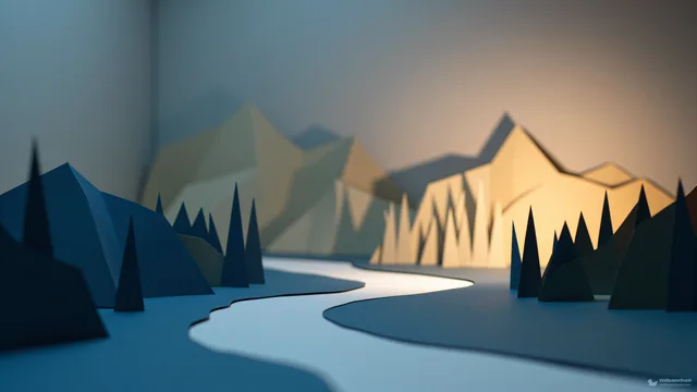Folded Paper River Diorama — Paper dioramas 4K wallpaper