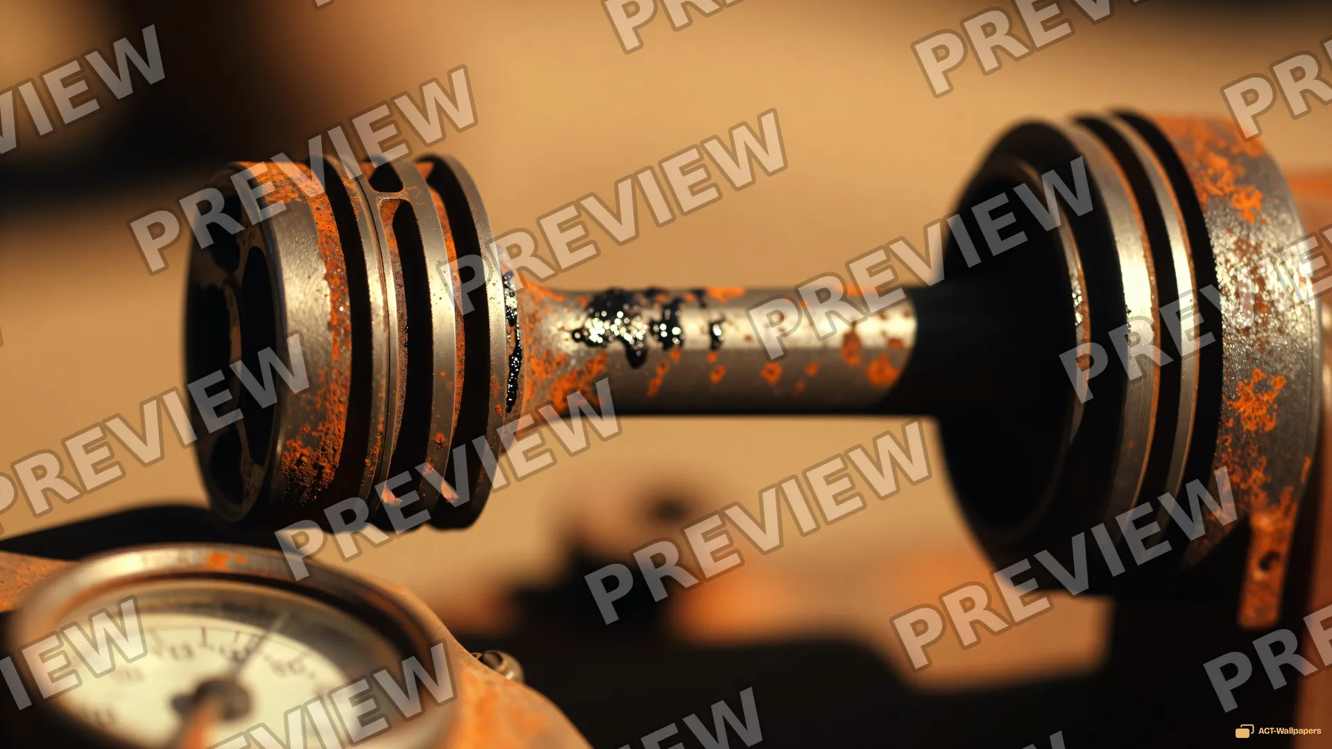 Rusted Piston Rod Macro — Analog macro mechanics 4K wallpaper