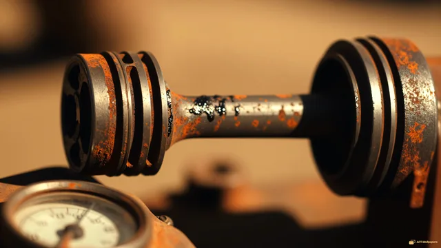 Rusted Piston Rod Macro — Analog macro mechanics 4K wallpaper