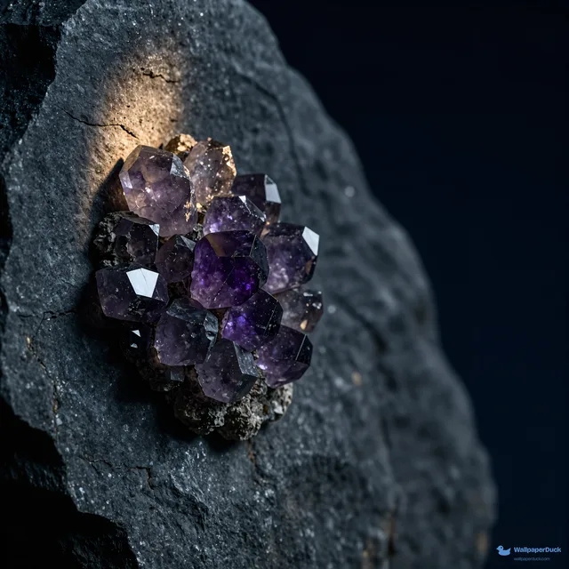 Amethyst in Basalt — Crystals & minerals 4K wallpaper
