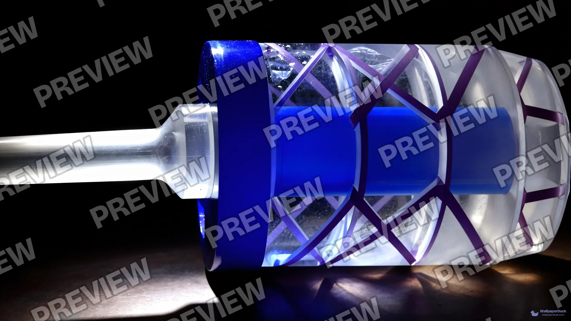 Sapphire Piston Refraction — Crystal machines 4K wallpaper
