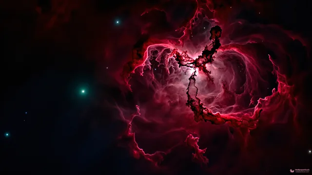 Crimson Filament Chaos — Cosmic & astrophotography 4K wallpaper