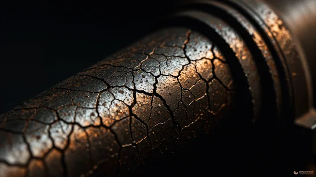 Pitted Piston Rod — Macro mechanics 4K wallpaper