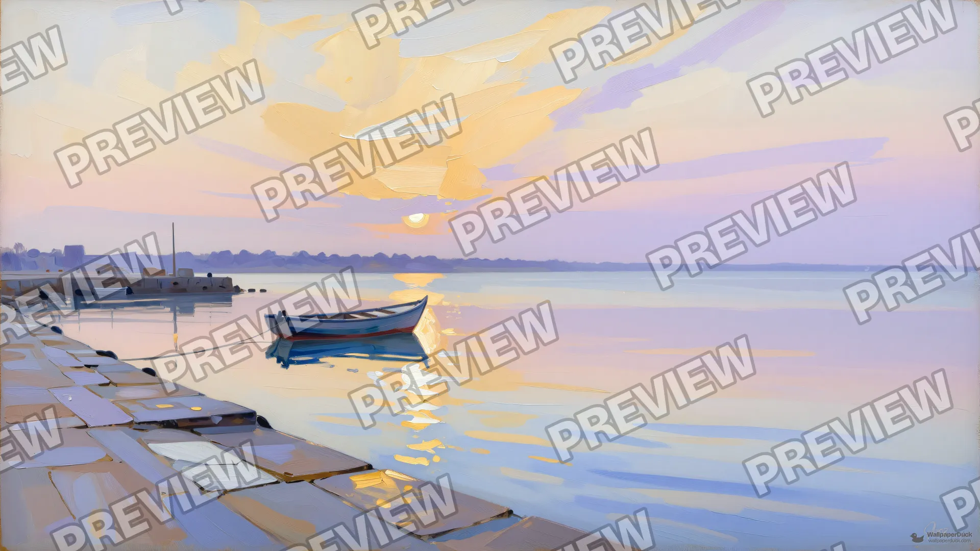 Harbour Dawn Impression — Watercolour & impressionism 4K wallpaper