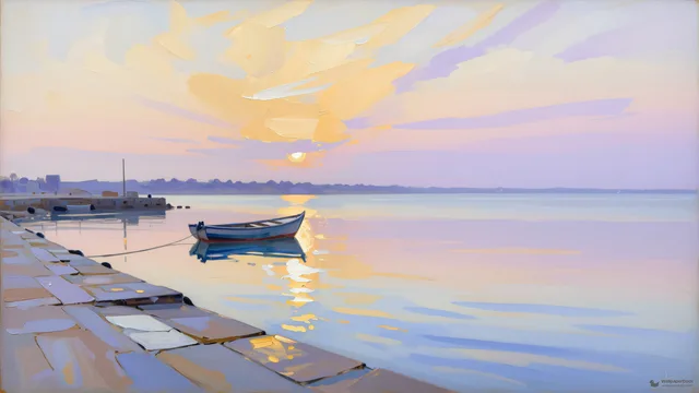 Harbour Dawn Impression — Watercolour & impressionism 4K wallpaper