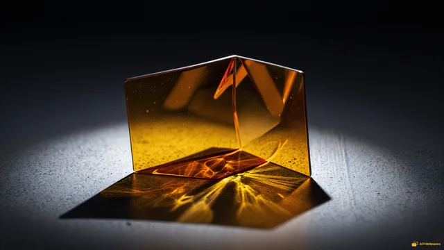 Amber Folded Glass Study — Glass sculpture 4K wallpaper