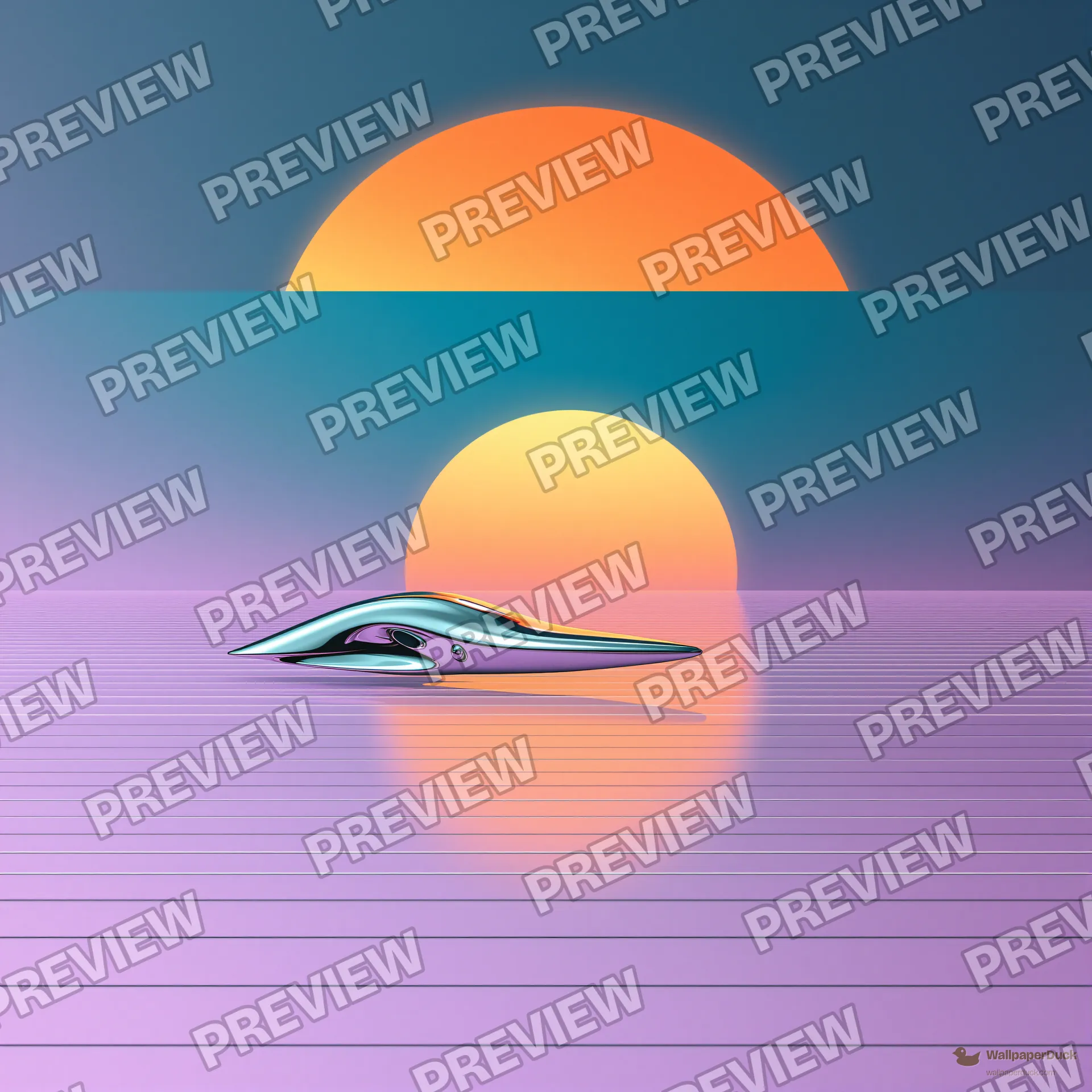 Chrome Grid Sunset — Retro futurism 4K wallpaper