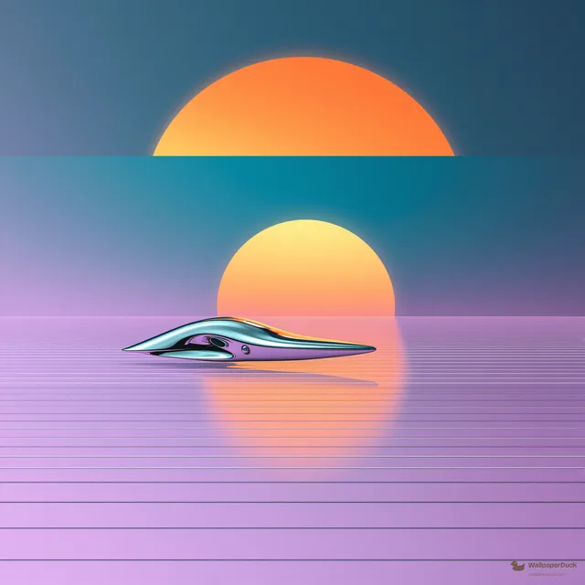 Chrome Grid Sunset — Retro futurism 4K wallpaper